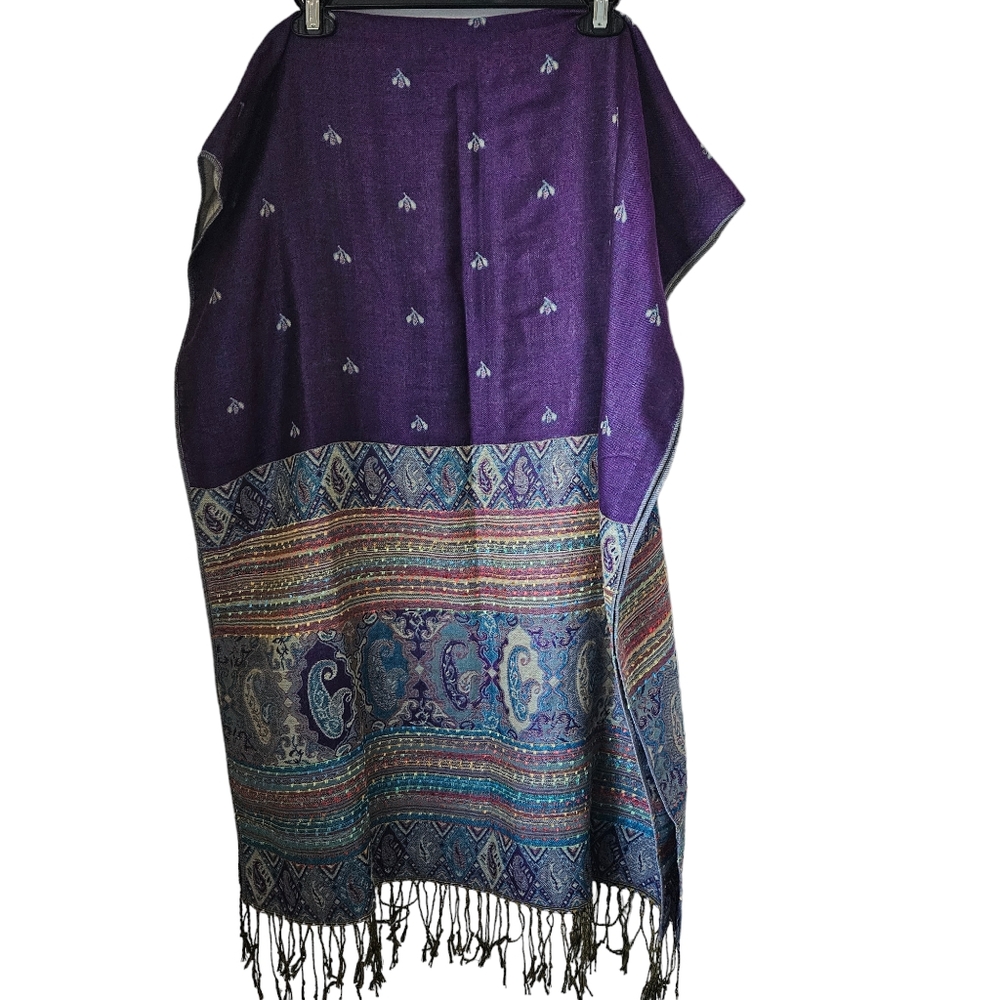 Cashmere Boho Bohemian Paisley Scarf Wrap Wide Shoulder Arm Cover Up 27"x68"